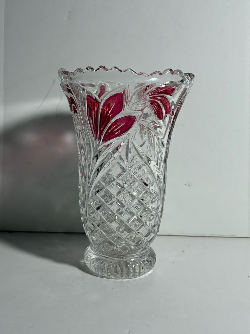 Vintage Anna Hutte Ruby Bleikristall Lead  Vase Germany